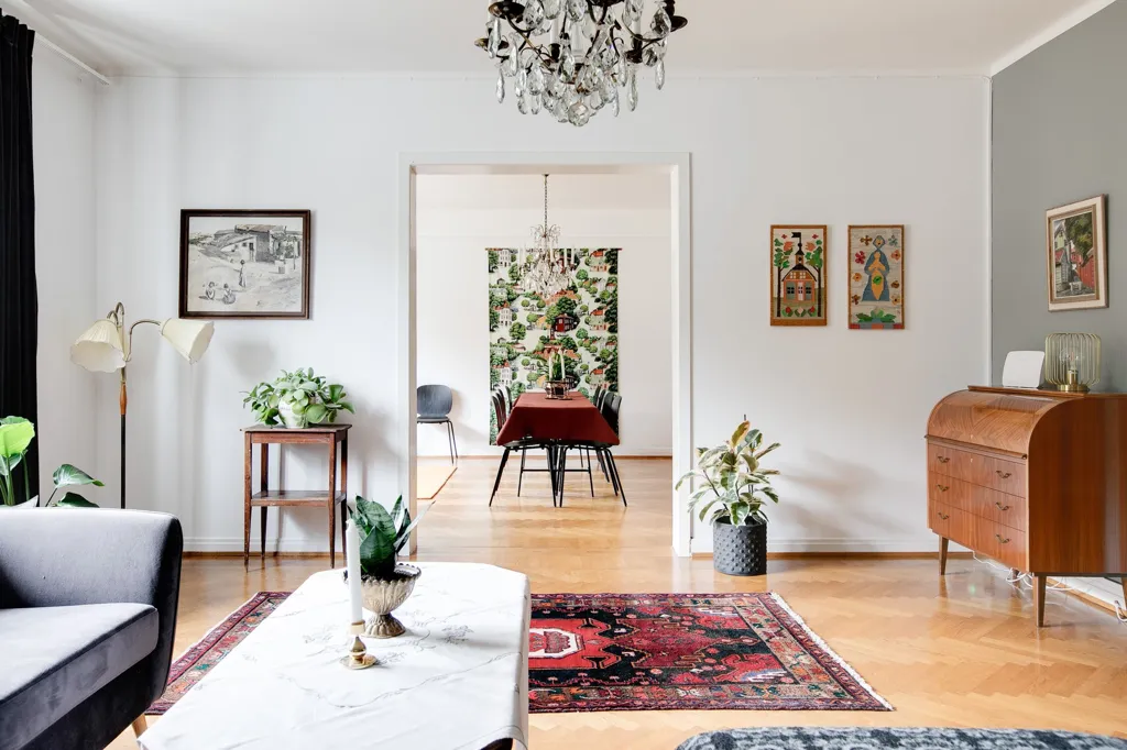 Living Room - Art Deco Flat with Balcony in Central Norrköping