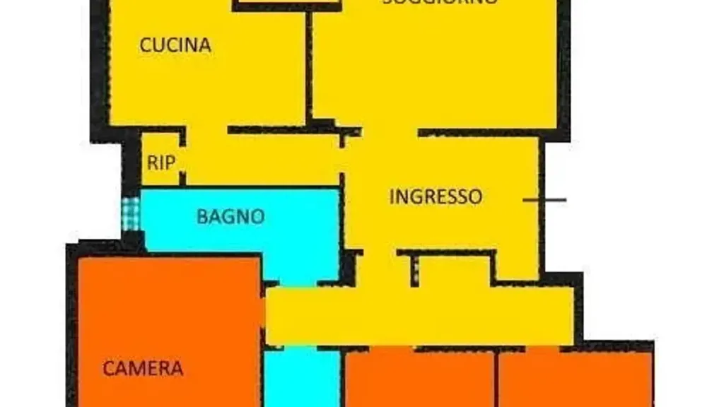 Floor Plan - Four-Bedroom Apartment with Balcony in Monza