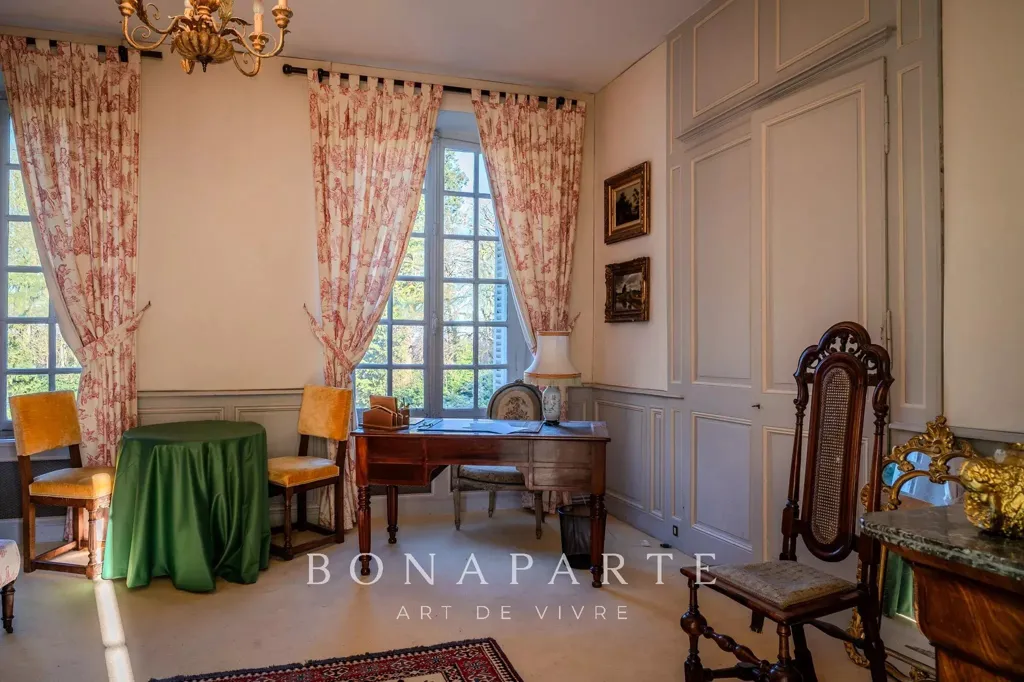 Living Room - 18th Century Château with Stables in Rougemontiers