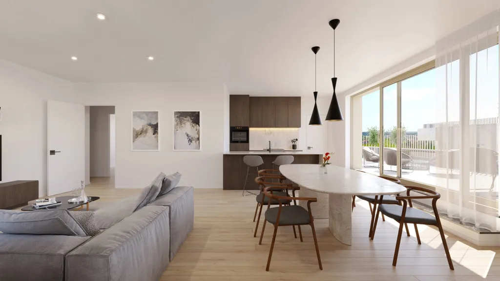 Séjour - Penthouse Neuf avec Terrasse à Evere