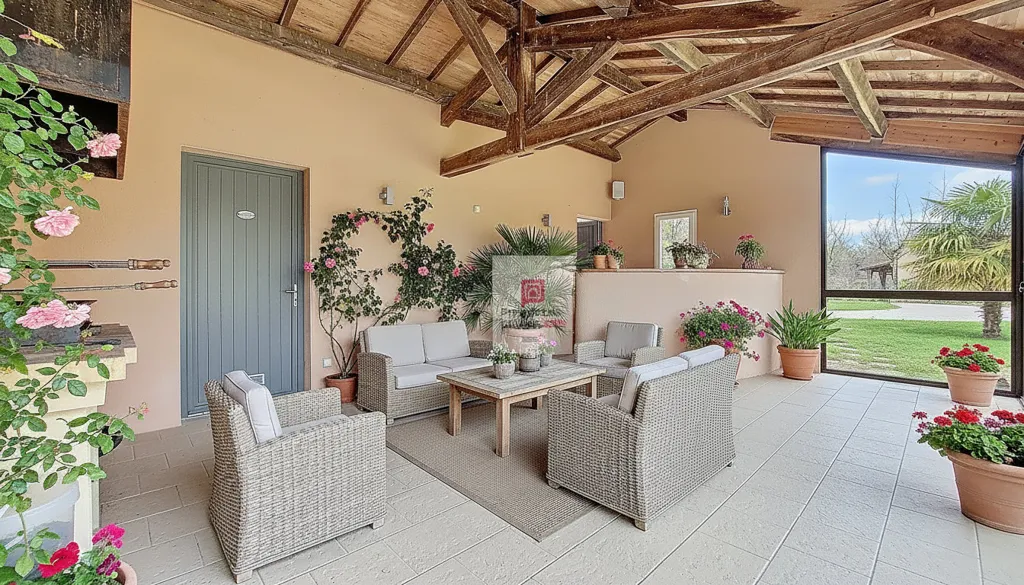 Terrasse - Maison avec Piscine Chauffée à Fleurac