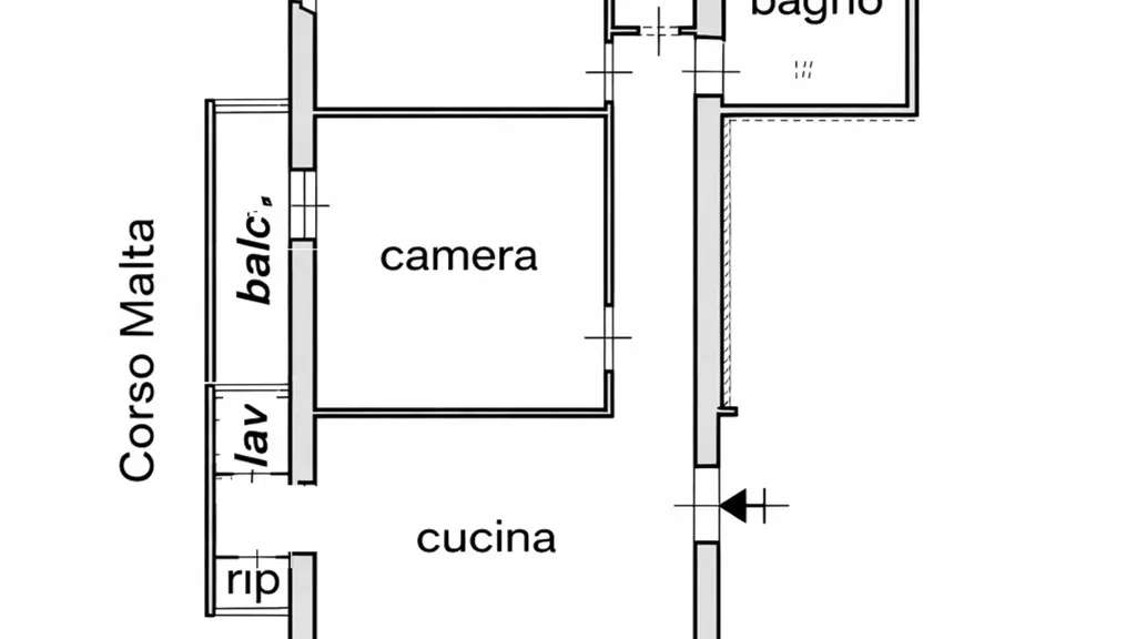 Plan - Rear-Facing Apartment with Balcony in Naples
