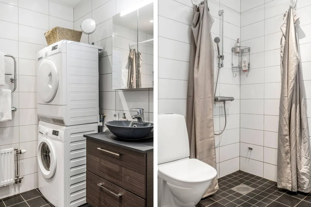 Salles de bain - Modern Flat with Glass Balcony in Hägerneholm