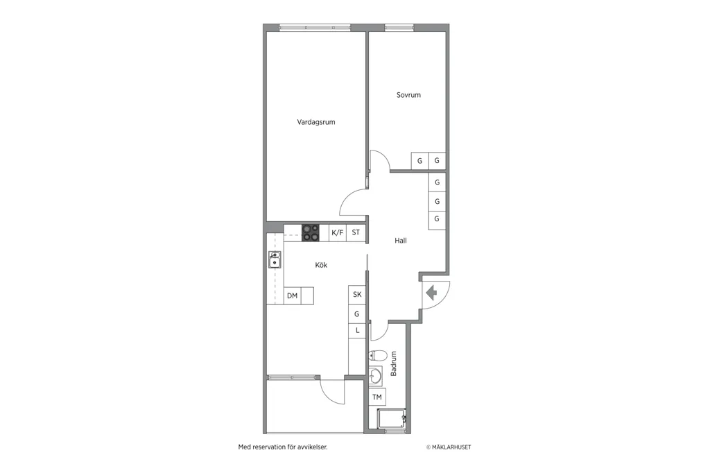 Floor Plan - Central 2nd Floor Flat with Balcony in Sundsvall