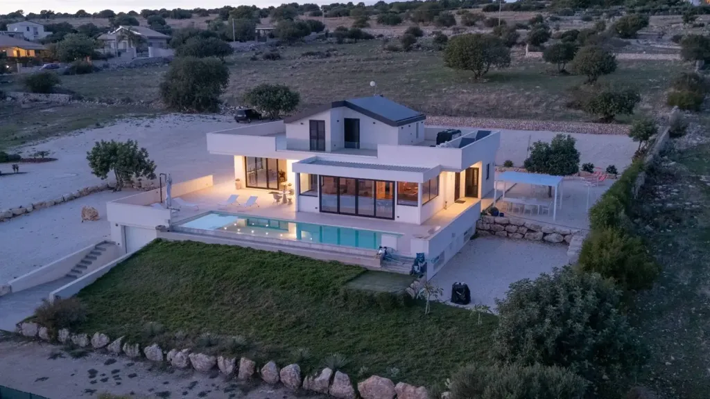 Aerial - New Villa with Pool in Sampieri, Scicli