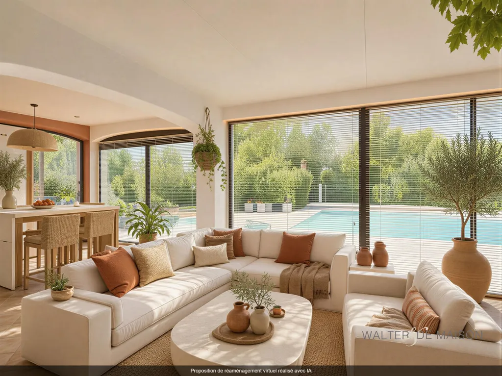 Séjour - Villa d'Architecte avec Piscine à Saint-Cyprien