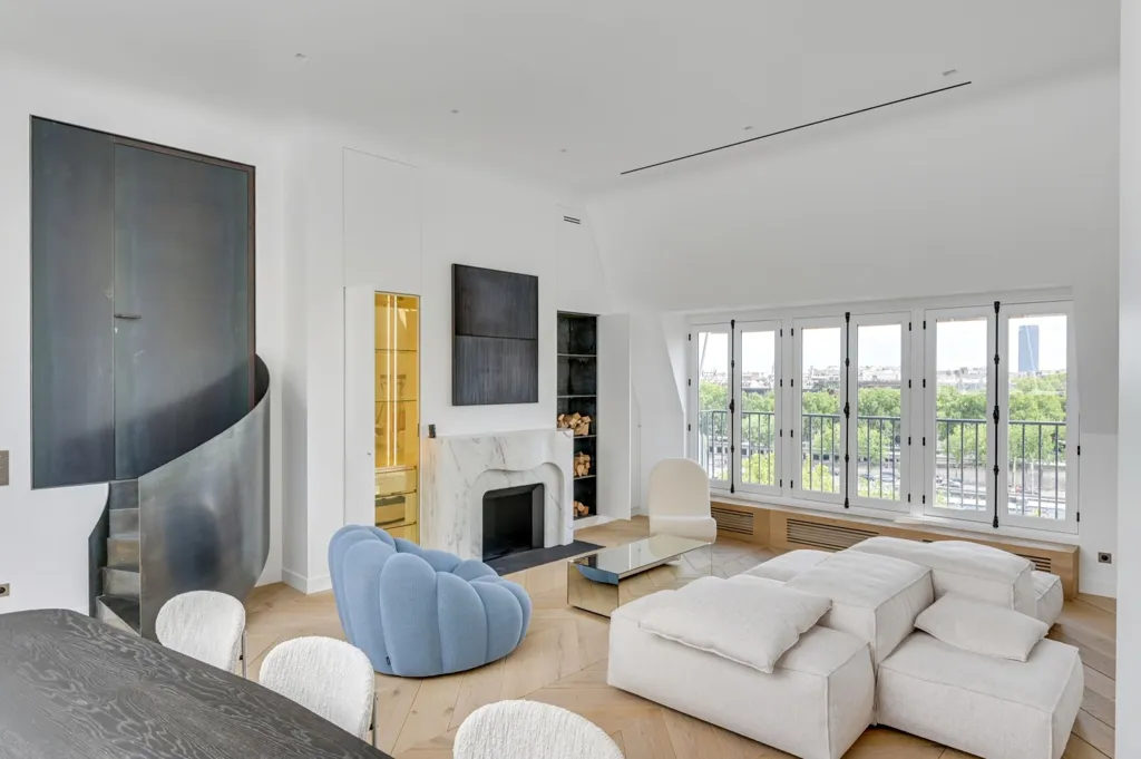 Séjour - Appartement de Luxe avec Vue Tour Eiffel à Paris 16