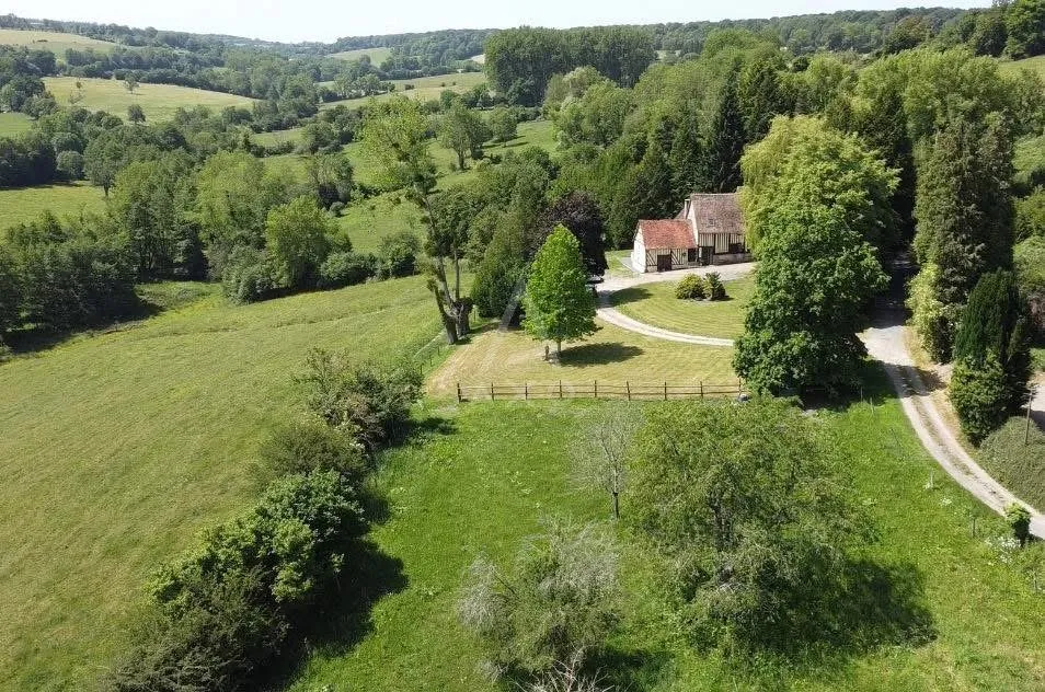 Luftaufnahme - Renovated House with Panoramic View in Pays d’Auge