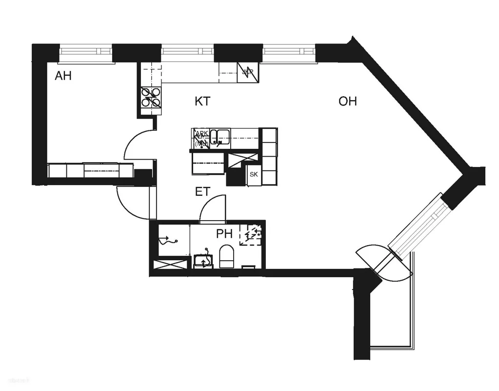 Floor Plan - Apartment with Balcony in Munkkiniemi, Helsinki