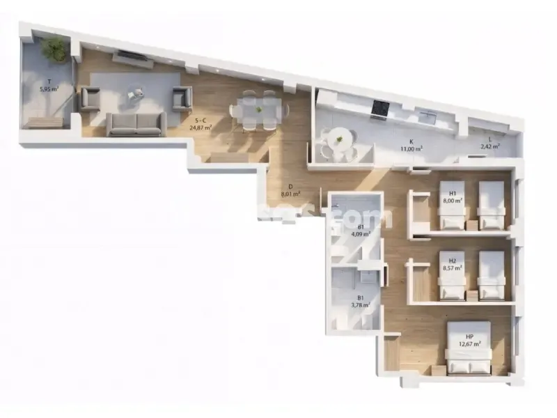 Floor Plan - Reformed Apartment with Terrace in Onda