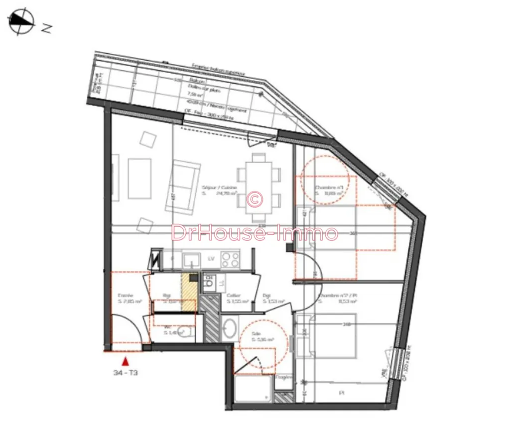Plan - Appartement Lumineux avec Balcon à Vannes