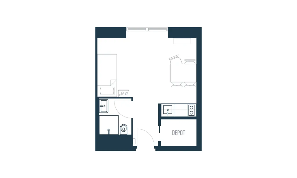 Plan - 1-Bedroom Student Flat with Elevator in Roskilde