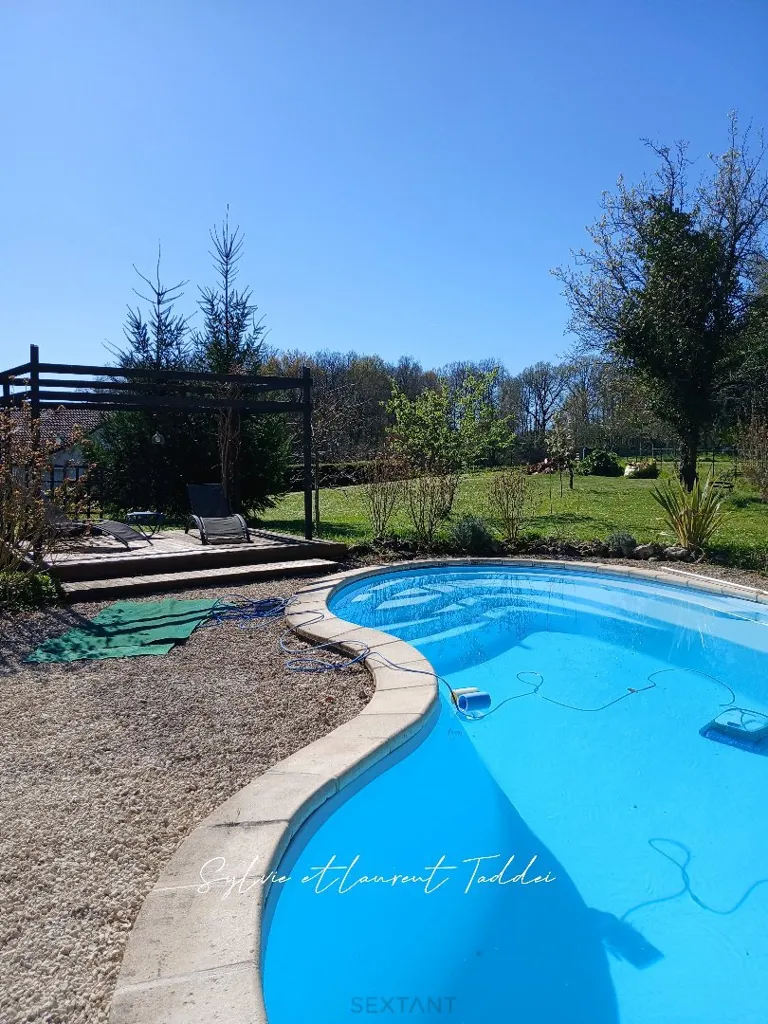Pool - Stone House with Pool near Montendre