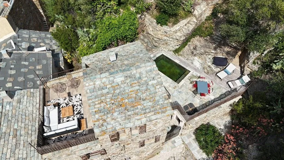 Vue aérienne - Maison de Village Rénovée avec Vue Mer à Centuri