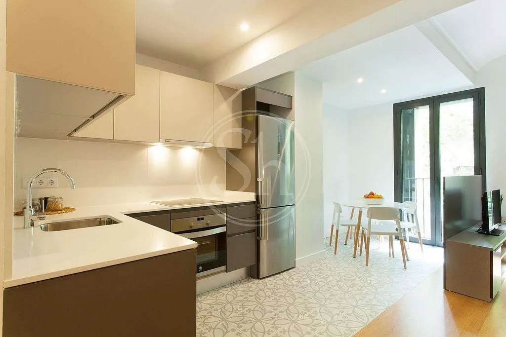 Kitchen - Furnished Flat with Balcony in Eixample