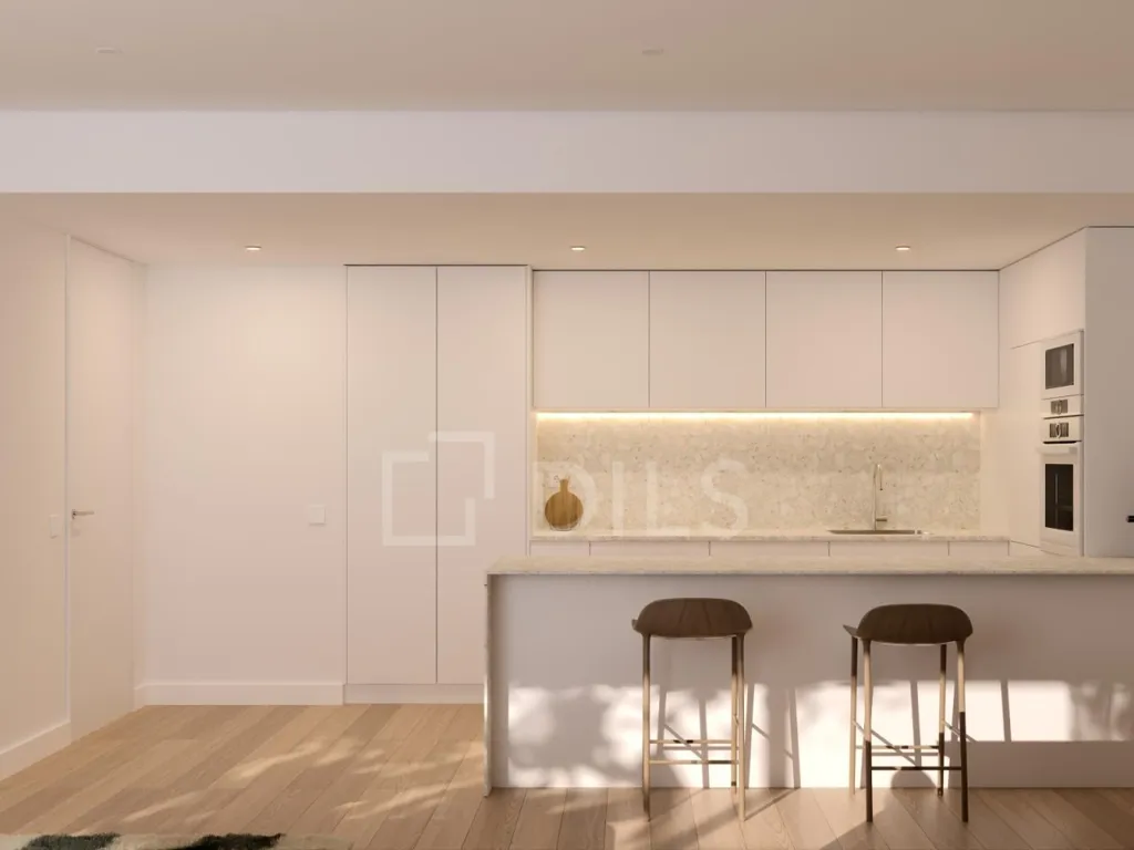 Kitchen - T1 Apartment with River View in Vila Nova de Gaia