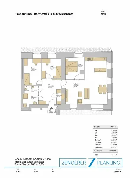 Floor Plan - Ground Floor Apartment with West View in Miesenbach