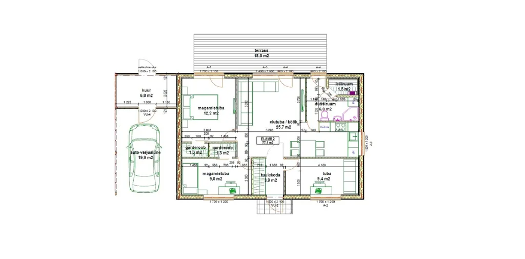 Plan - Four-Bedroom House with Terrace in Tõrvandi