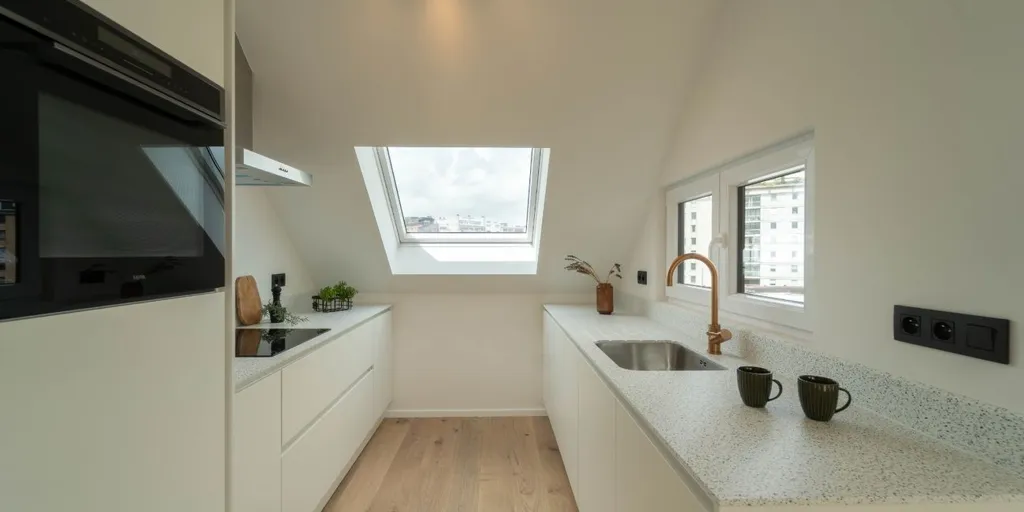 Köök - Duplex Apartment with River View in Gent