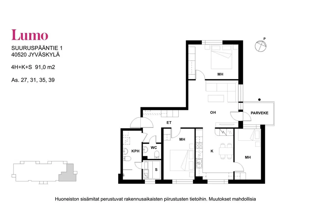 Floor Plan - Spacious Flat with Sauna in Jyväskylä
