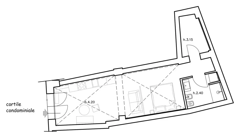 Plan - Restored Studio in Historic Building, Florence
