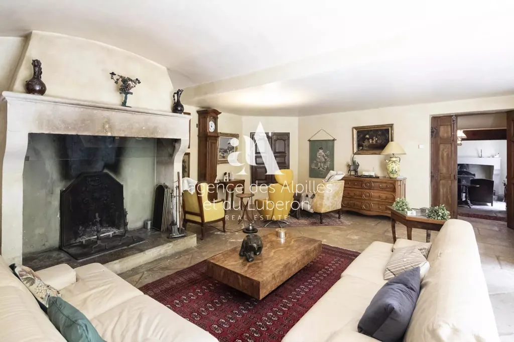 Living Room - Authentic Stone Mas with Pool near Avignon TGV