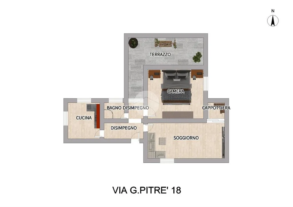 Plan - Modernised Two-Bedroom Apartment in Palermo