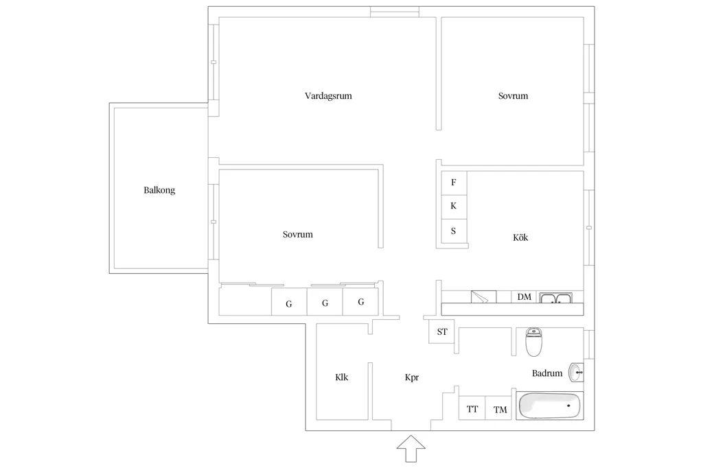 Floor Plan - Apartment with Balcony in Segeltorp, Stockholm