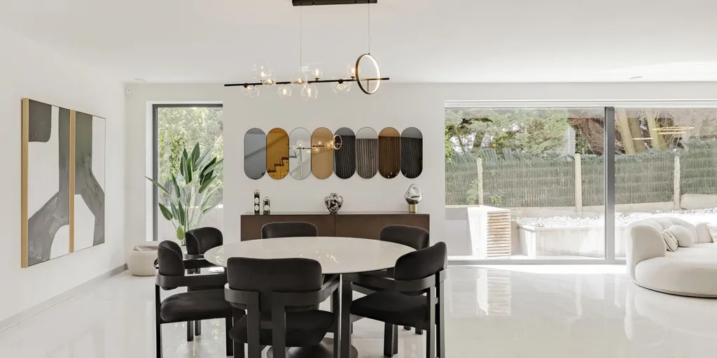 Dining Room - Contemporary Villa with Field Views in Wemmel
