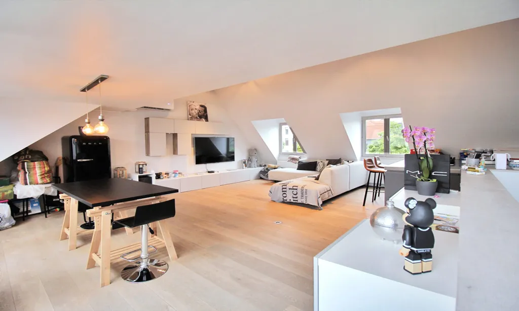 Living Room - Duplex Apartment with City Centre View in Brussels
