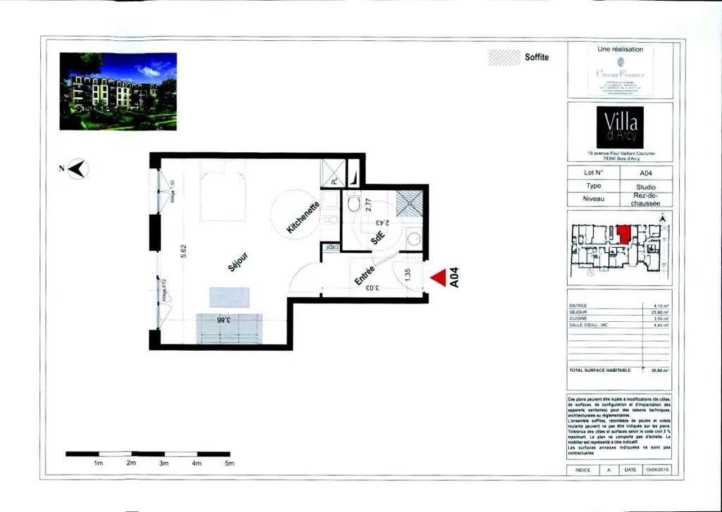 Plan - Studio avec Ascenseur à Bois-d'Arcy