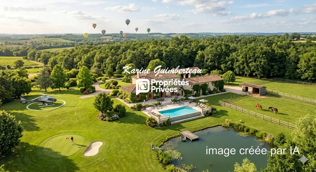 Õhuvaade - Majestic Demeure with Equestrian Facilities in St Emilion