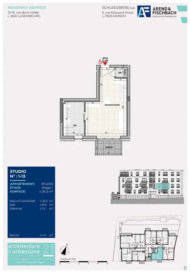 Plaan - Studio with Balcony in Luxembourg City Centre