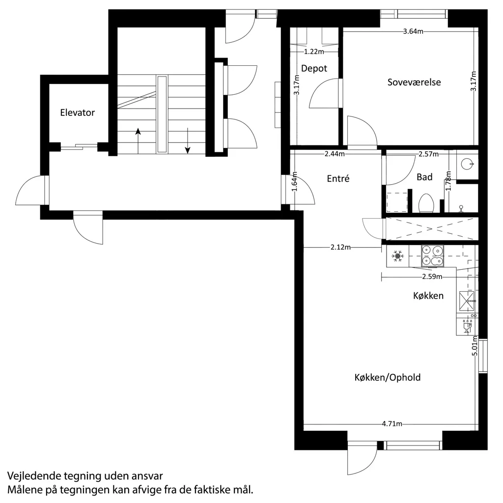 Floor Plan - Two-Bedroom Flat with Terrace in Odense S