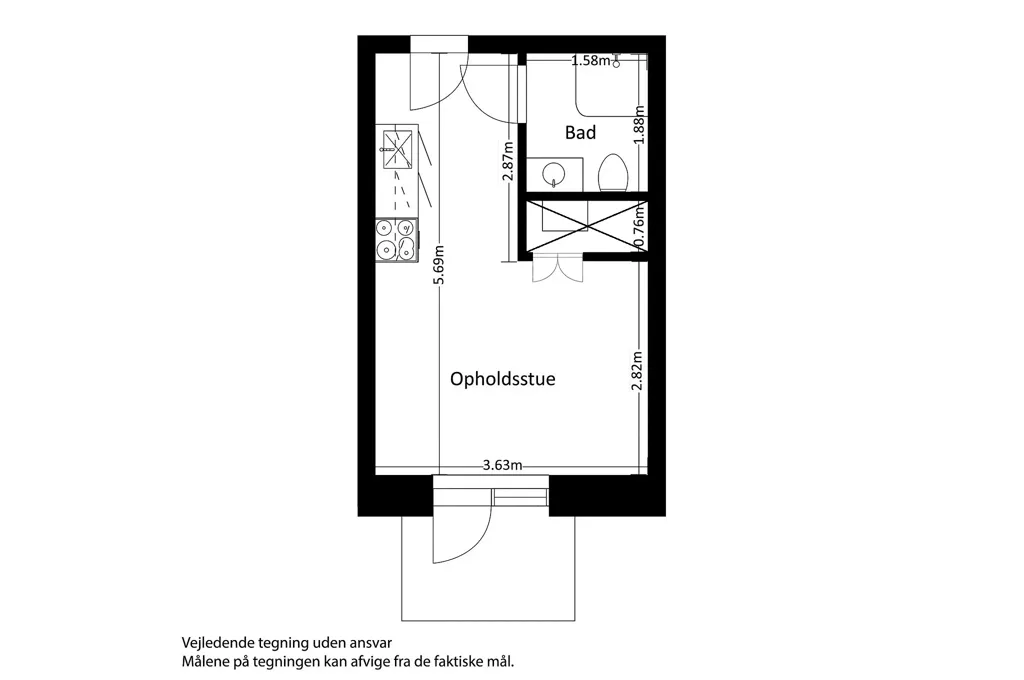 Plan - 1-Bedroom Flat with Terrace in Risskov