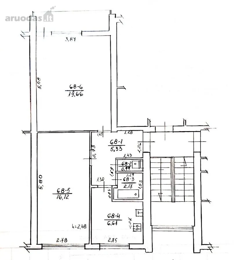 Plan - Two-Bedroom Apartment with Balcony in Marijampolė