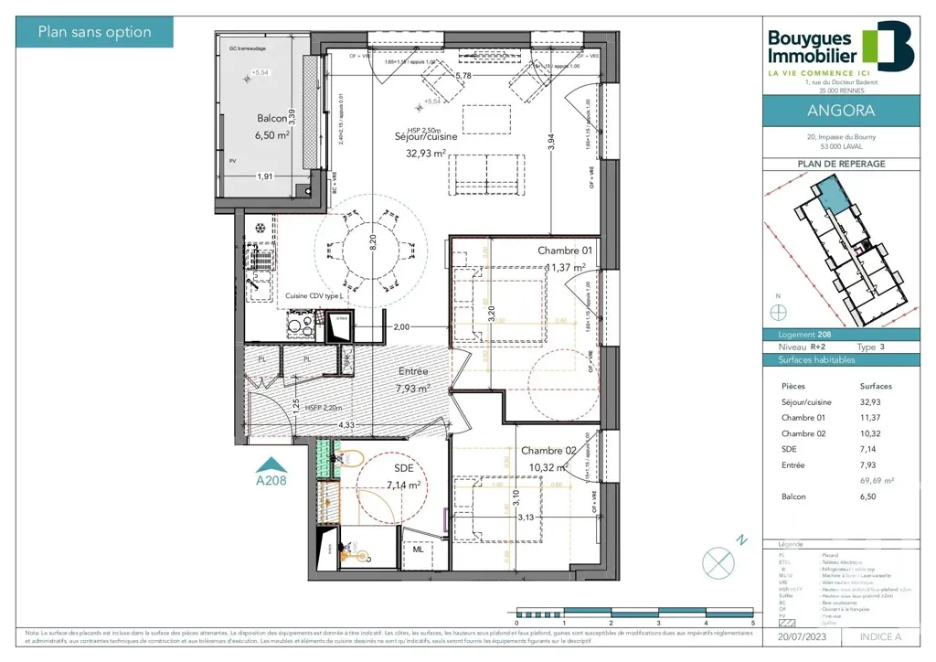 Plaan - New T3 Apartment with Balcony in Laval