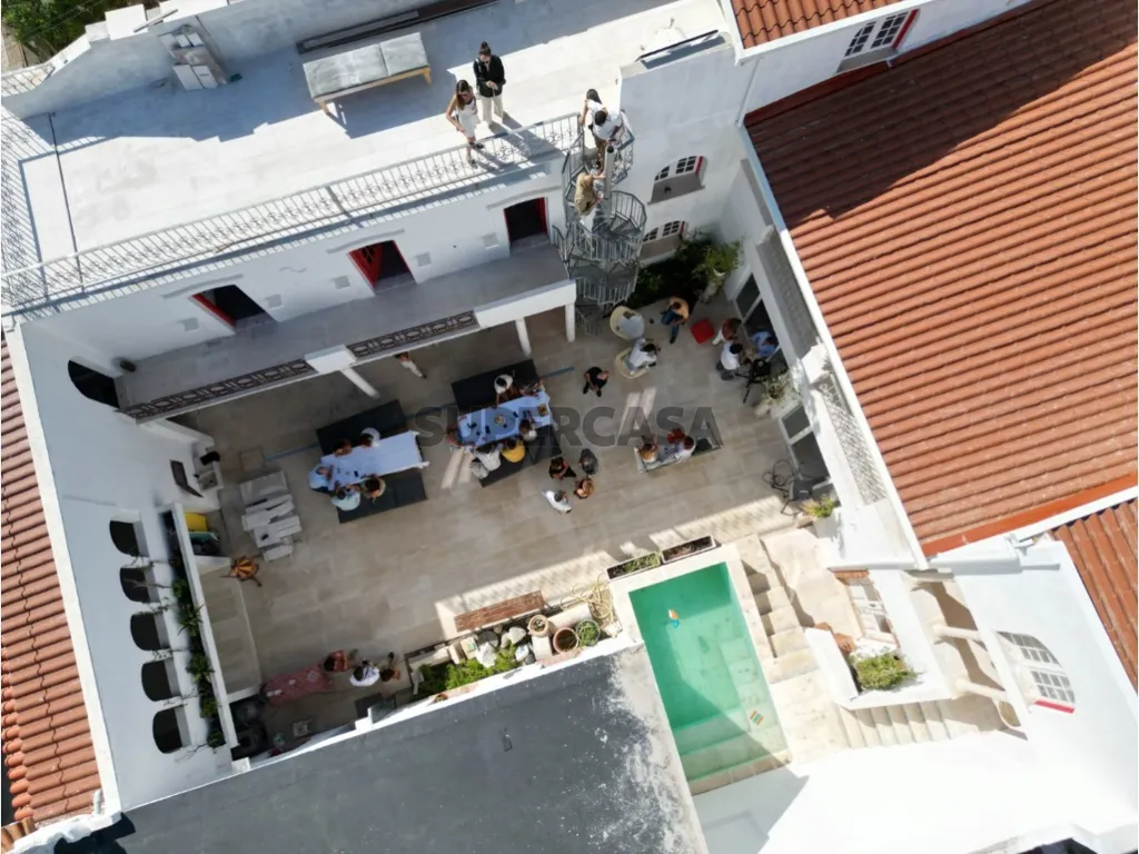 Aerial - Historic Triplex with Pool in Costa da Caparica