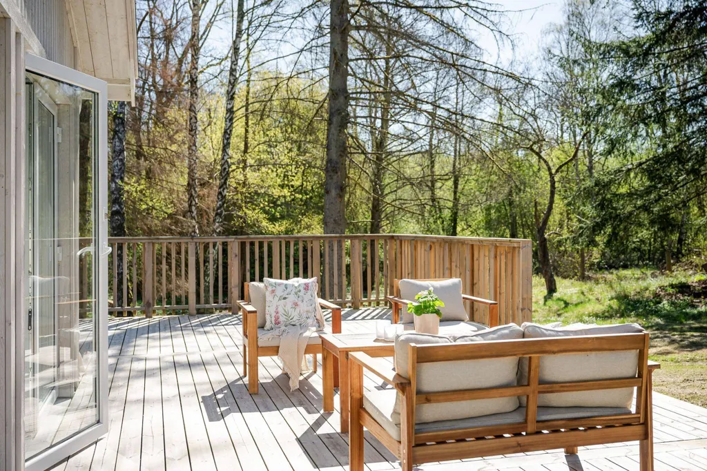 Terrass - New Bungalow with Forest View in Hörby