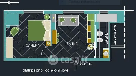 Plan - Fully Furnished Studio in Tortona