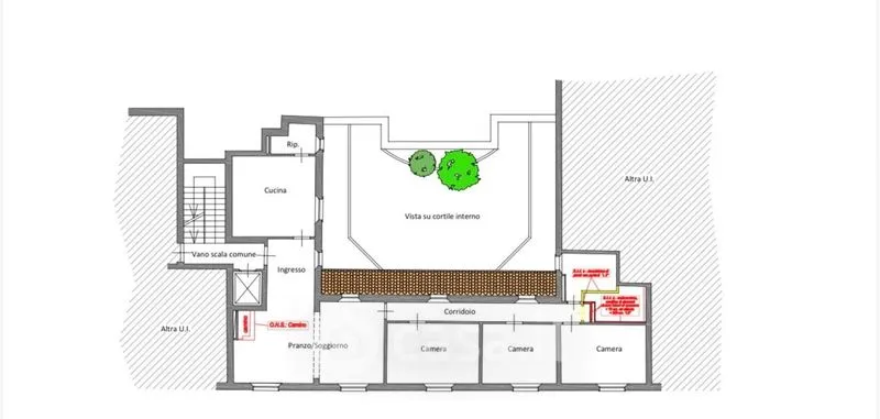 Plan - Rustic-Style Flat with Caminetto in Modena