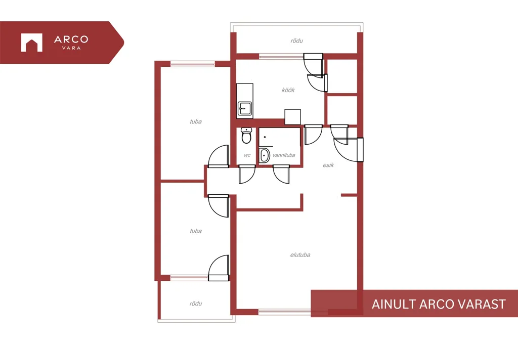Plan - 3-Bedroom Apartment with River View in Kaarlimõisa