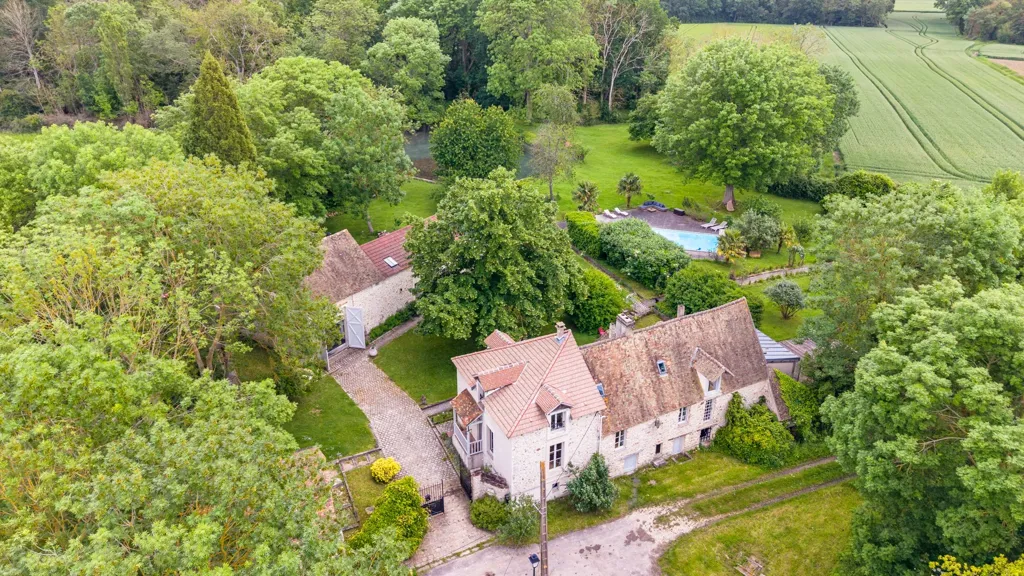 Aerial - Renaissance Mill with Equestrian Facilities near Paris