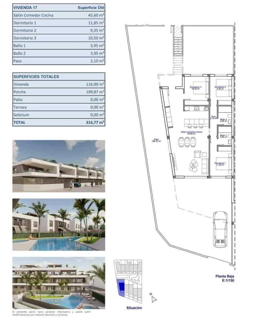 Plan - 3 Bed Apartment with Private Garden in Pilar de la Horadada