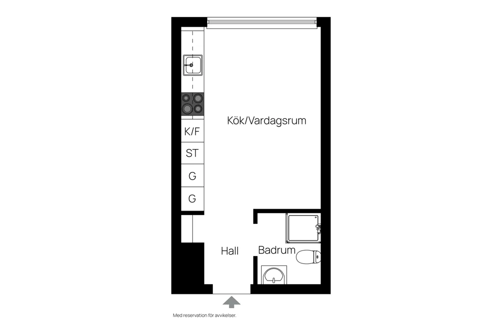 Planimetria - Modern Studio Flat with Large Windows in Sollentuna