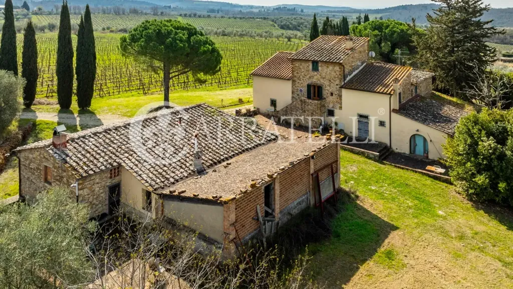 Vue aérienne - Vineyard Estate with Casale in Chianti