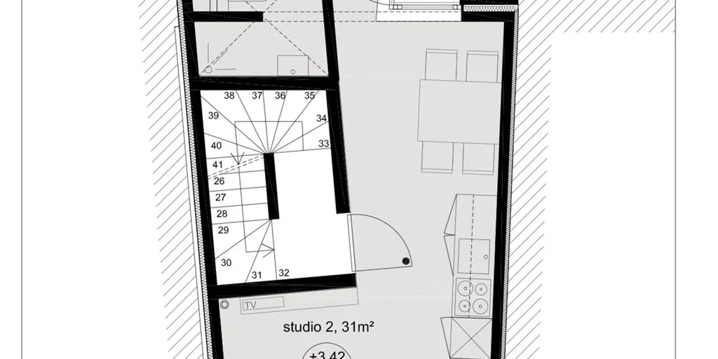 Plan - Studio avec Salle de Nuit à Louer à Leuven