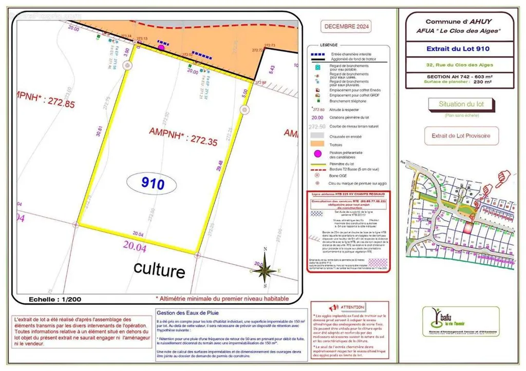 Plan - Terrain Constructible au Clos des Aiges à Ahuy