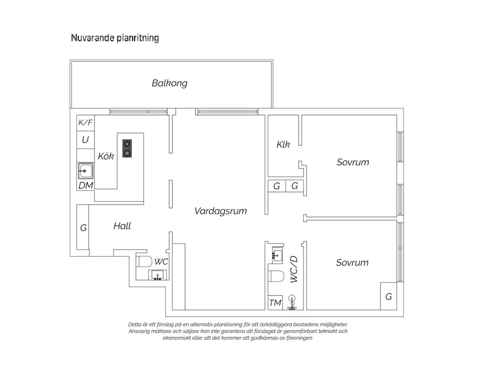 Plaan - Apartment with Western Balcony in Solna