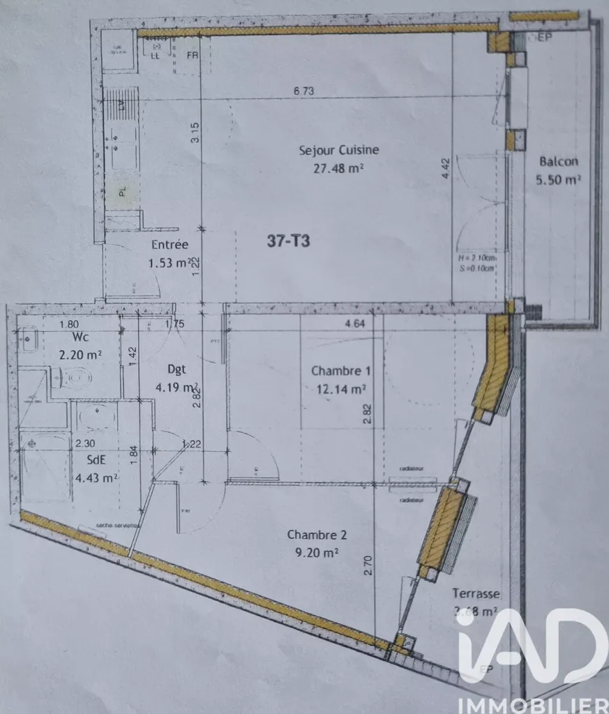 Plan - Appartement BBC avec Balcon au Centre d'Ozoir-la-Ferrière